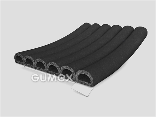 Selbstklebendes mikroporöses Profil "PRALINE", 6,3x9mm, 6-Ströme, Dichte 500kg/m3, EPDM, schwarz, 